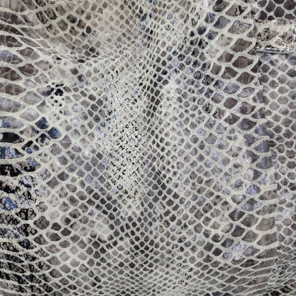 Elliott Lucca Leather Gray Cream Snakeskin Large Hobo Shoulder Bag Tassel Detail - Picture 8 of 14